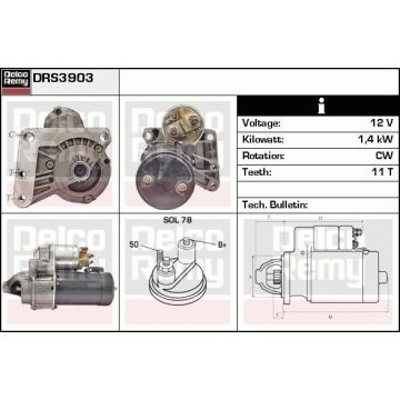 Delco DRS3903 Starter Citroen / Fiat / Opel / Peugeot
