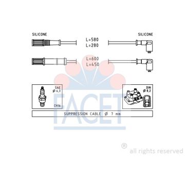 Facet 49451 Ignition cable kit Fiat / Lancia