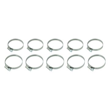 Pack of 10 hose clamps - stainless steel - 50-70mm